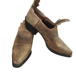 Justin‎ Ankle Western Cowboy Brown Leather Square Toe Pull On Women's Boots 11M
